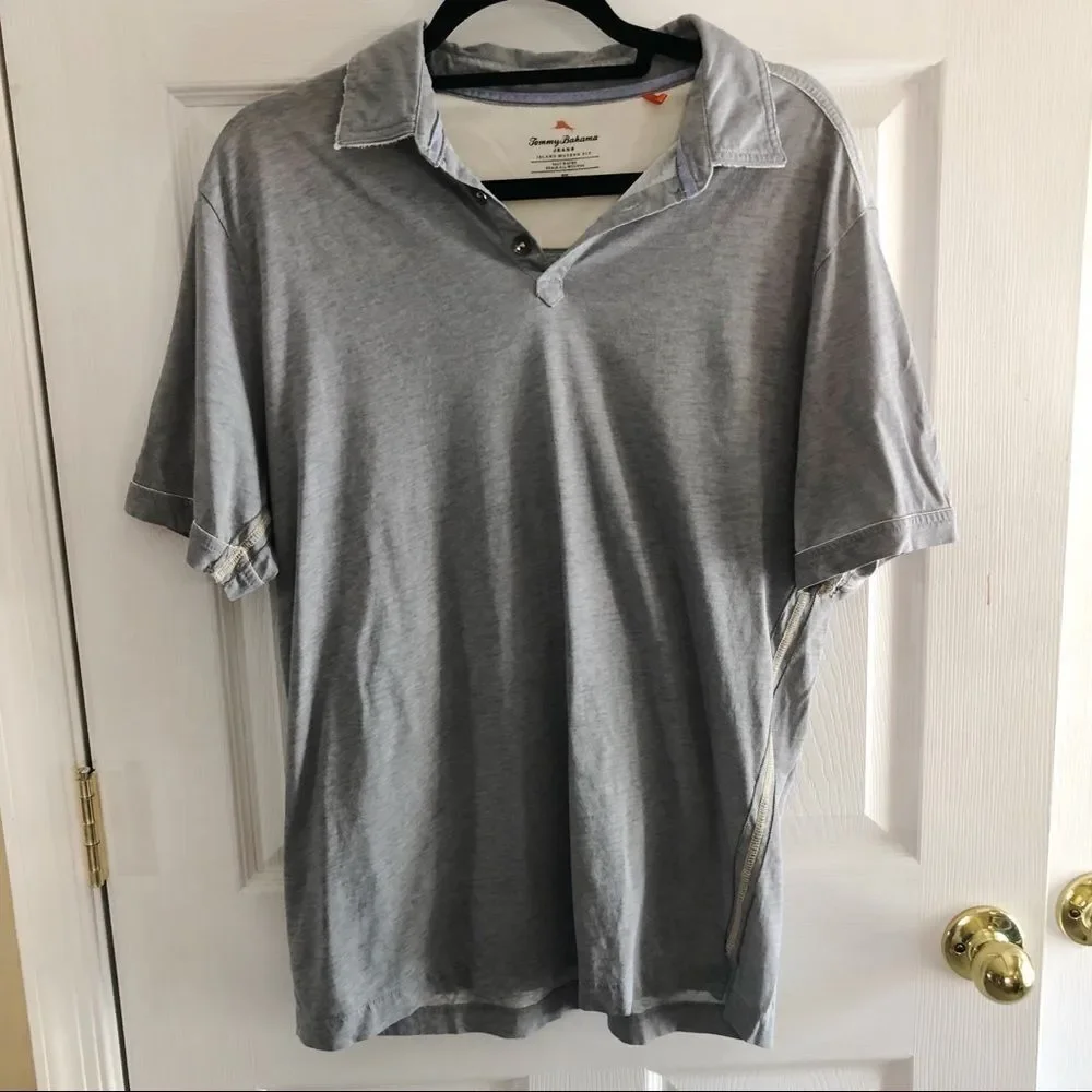Men’s Tommy Bahama Island Modern Fit SS Polo Gray - Picture 2 of 6